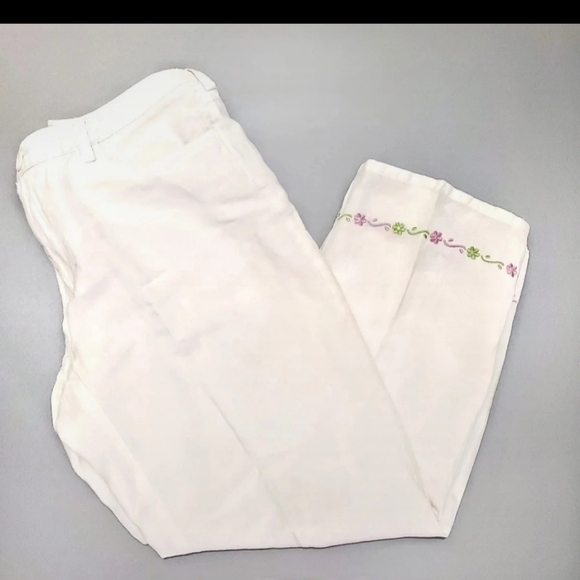 - First Issue Liz Claiborne sz 6 Petite White Linen Blend Cropped Pants - Picture 6 of 8
